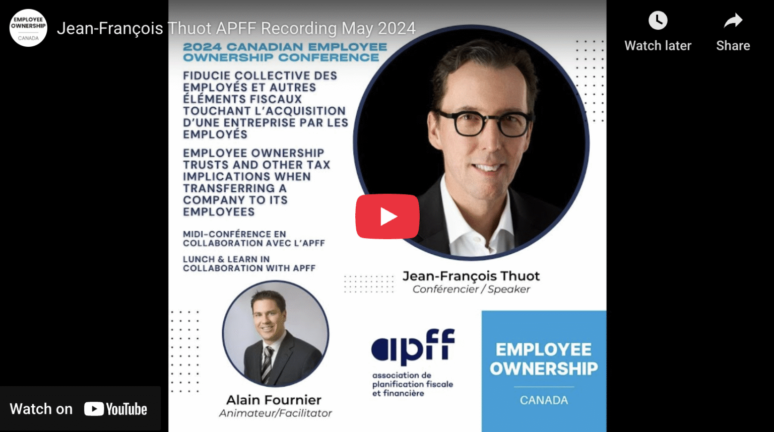 Transfert des entreprises aux employés – Fiducie Collective des Employés Jean-François Thuot