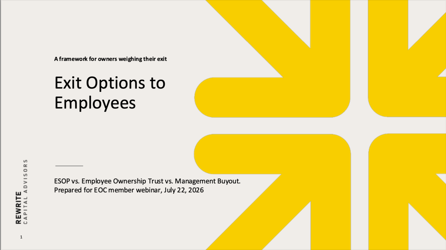 Exit Options to Employees – EOC Webinar July 2026 – ESOP vs EOT vs MBO